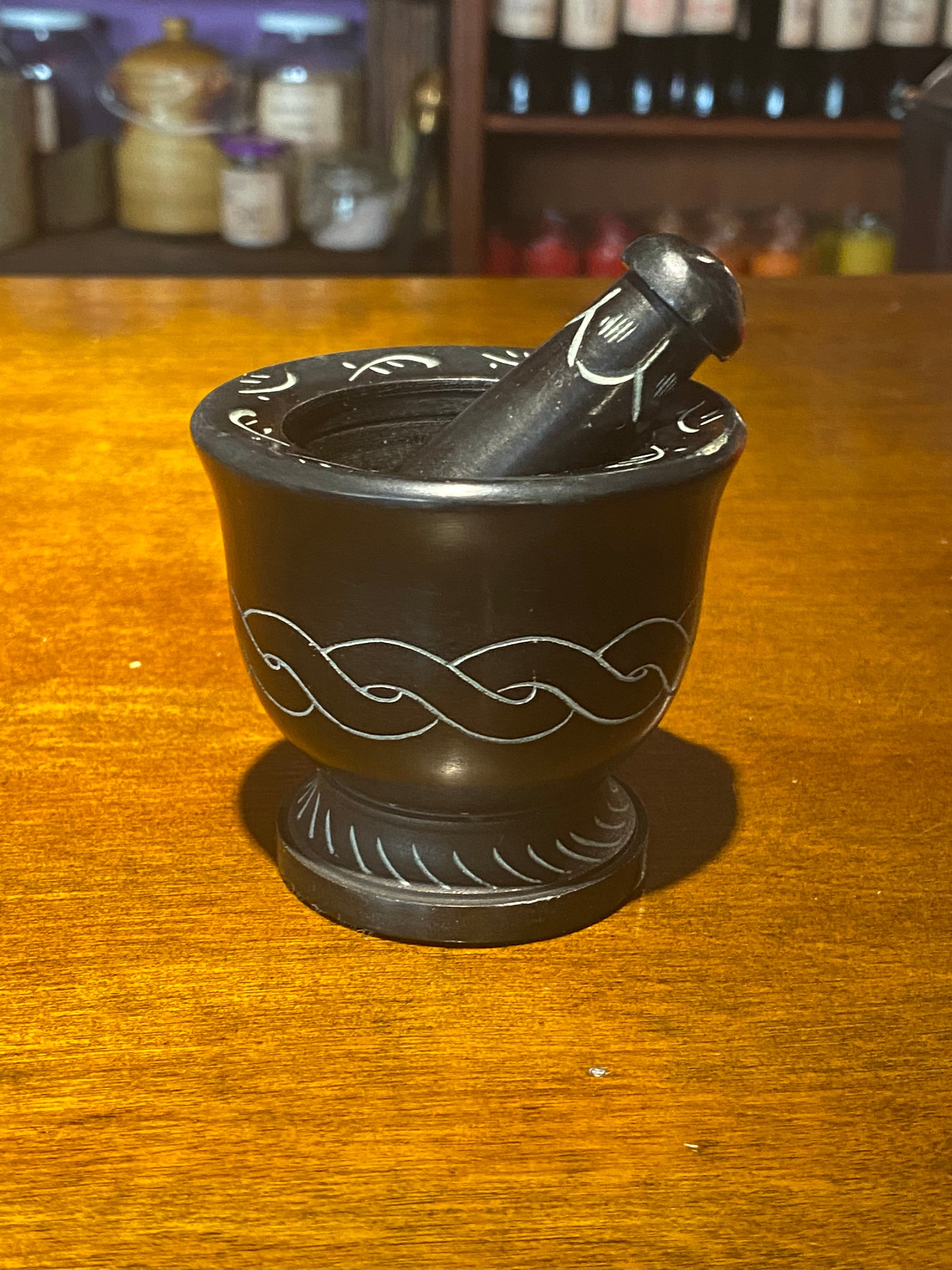 Soapstone Carved Mortar & Pestle